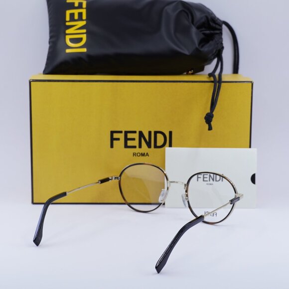 Fendi FE50052U 032 Round Eyeglasses 51mm – Havana/Gold - Picture 7 of 11